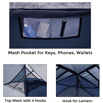 Pacific Pass 6 Person Dome Tent w/ Removable Rain Fly and Screen Room, Water Resistant - Navy/Gray