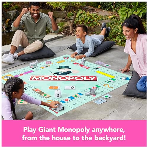 Monopoly Board Game Giant Edition Game for Kids | Family Board Game | Outdoor Games | Kids Games with Massive Board, Cards, Tokens, for Kids Ages 6+