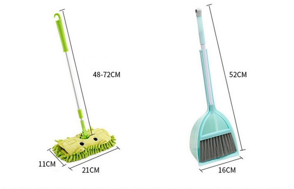 Xifando Mini Housekeeping Cleaning Tools for Children,3pcs Include Mop,Broom,Dustpan (Green Mop+Frash Yellow Broom&Dustpan)