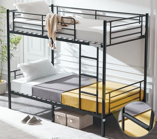 Twin Over Twin Metal Bunk Bed with Stairs