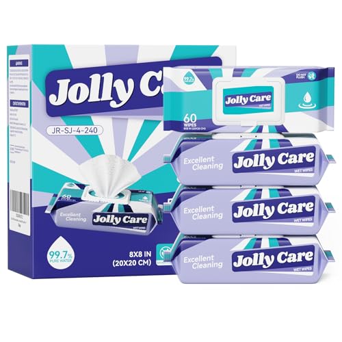 240 Count Adult Wet Wipes, Unscented, Alcohol-Free
