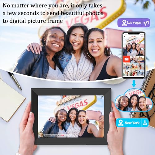 FRAMEO 10.1inch Smart Digital Photo Frame HD WiFi Digital Picture Frames with Touch Screen 16GB Storage Auto-Rotate Function,Digital Frame Through The FRAMEO App Instant Sharing of Photos or Videos