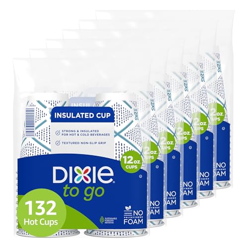 132 Count Dixie 12 oz Insulated Paper Cups
