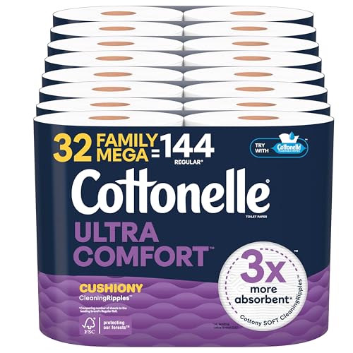 32 Family Mega Rolls Cottonelle Ultra Comfort Toilet Paper