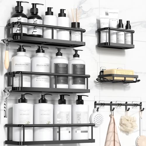 6 Pack Adhesive Rustproof Shower Caddy Shelves