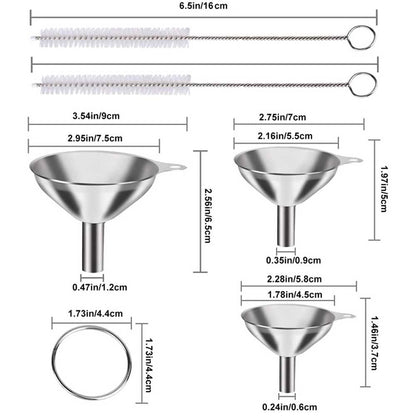 3 Pcs Stainless Steel Kitchen Funnel Set