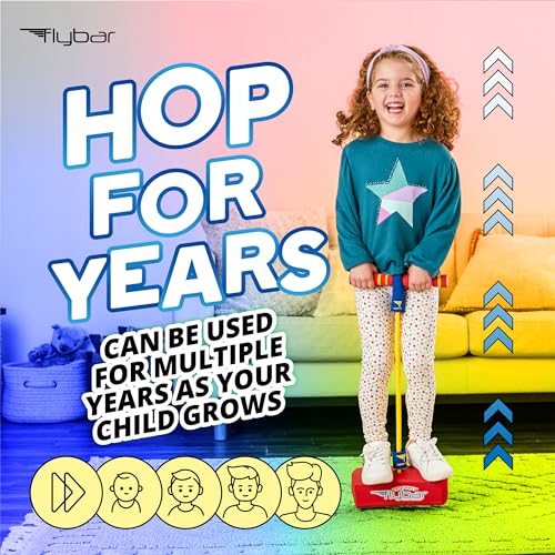 Flybar My First Foam Pogo Jumper for Kids Fun and Safe Pogo Stick for Toddlers, Durable Foam and Bungee Jumper for Ages 3 and up, Supports up to 250lbs (Red)