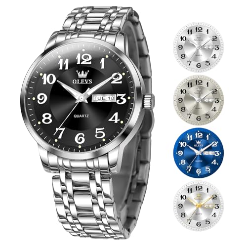 OLEVS Large Number Stainless Steel Quartz Watch