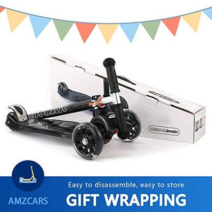 Kick Scooter for Kids, 3 Wheels Toddlers Scooter for 6 Years Old Boys Girls Learn to Steer, Adjustable Height, Extra-Wide Deck, Flashing Wheels for Children Gifts