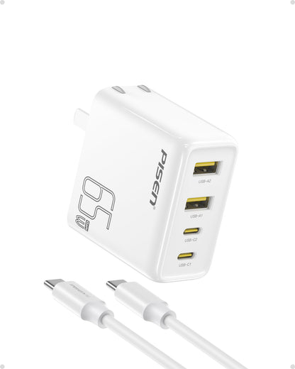 65W PISEN USB-C Fast Charger with 4FT Cable