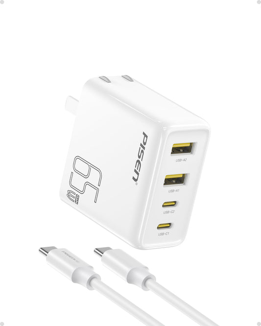 65W PISEN USB-C Fast Charger with 4FT Cable