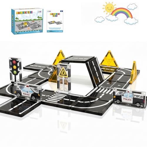 Magnetic Tiles Road Expansion STEM Building Blocks Set