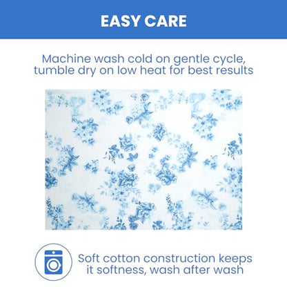 Delta Children 100% Cotton Muslin Baby Receiving Blankets for Girls and Boys – 47x47 Inches (Pack of 4), Blue Botanicals