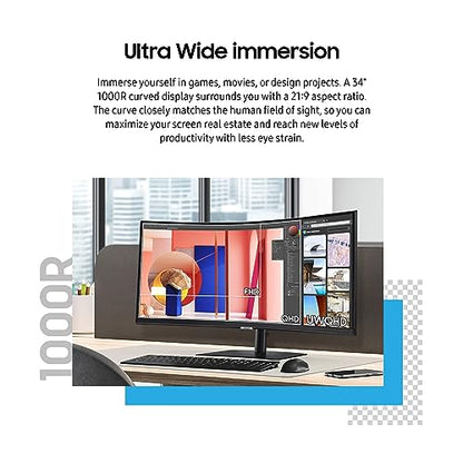 SAMSUNG 34" Ultrawide QHD Curved Monitor with Camera