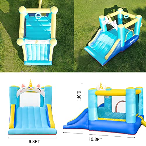 Meland Bounce House - Unicorn Inflatable Bouncer with Slide Plus Heavy Duty Blower, Jump Castle for Kids Toddlers Family Bouncy Playhouse for Indoor Outdoor Backyard Party