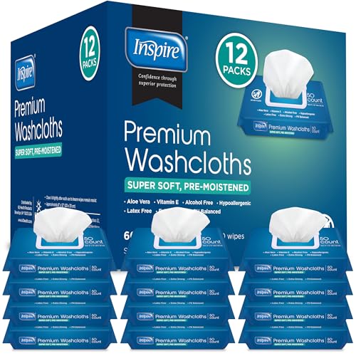 12 Pack Adult Wet Wipes, Incontinence Wash Cloths