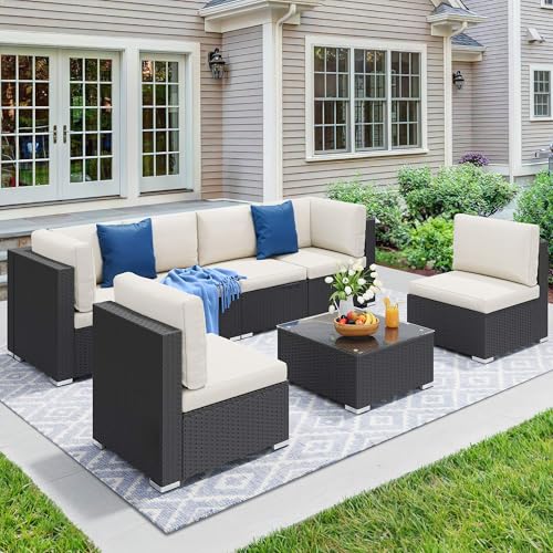 7 Piece Patio Furniture Set Outdoor Sectional Sofa Set