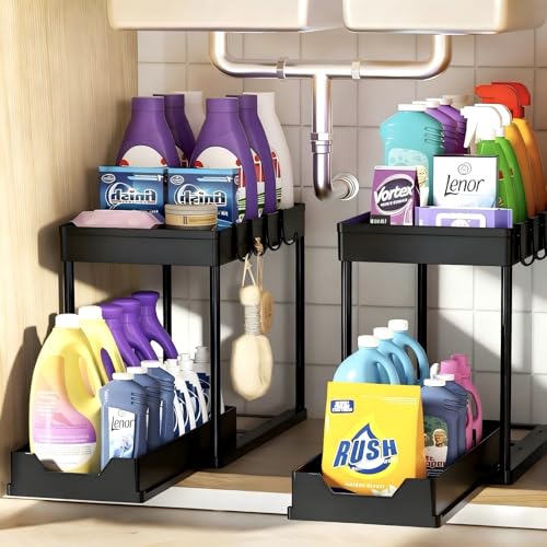2 Pack Under Sink Sliding Cabinet Organizers