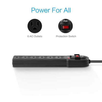 KMC 6-Outlet Surge Protector Power Strip 2-Pack