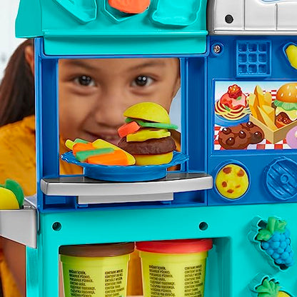 Play-Doh Kitchen Creations Busy Chef's Restaurant Playset, 2-Sided Play Kitchen Set, Preschool Cooking Toys, Kids Arts & Crafts, Ages 3+