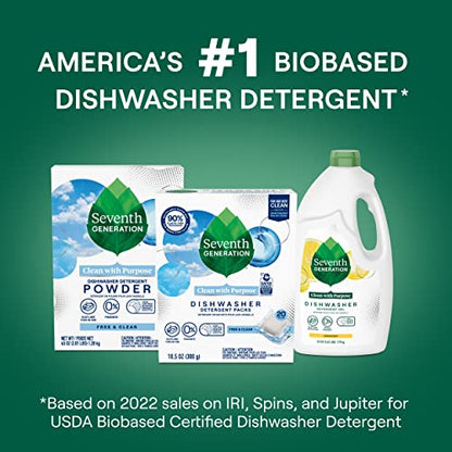 Seventh Generation Dishwasher Detergent Packs for sparkling dishes Free & Clear Dishwasher Tabs, 72 Count (Pack of 1)