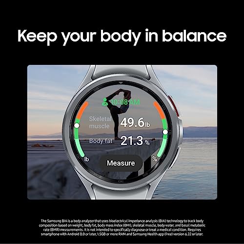 SAMSUNG Galaxy Watch 6 Classic 43mm Bluetooth Smartwatch, Rotating Bezel, Fitness Tracker, Personalized HR Zones, Advanced Sleep Coaching, Heart Monitor, BIA Sensor, Health Insights, US Version Silver