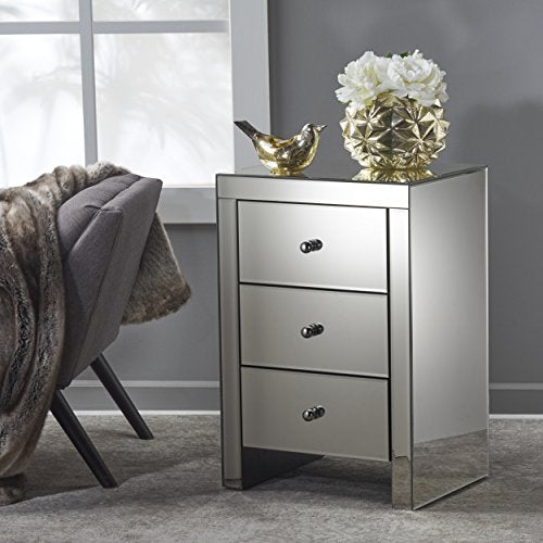 Christopher Knight Home Fianna Classic Mirror Finished 3-Drawer Side Table, Mirror