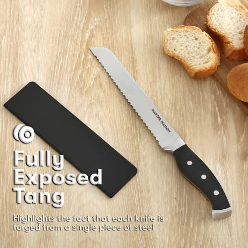 Master Maison 8" Professional Stainless Steel Bread Knife Set - Bread Knife, Bagel Knife, Kitchen Knife, Sharp Knife Blade - Bread Knife & Knife Sheath Included - Great for Home & Professional Use