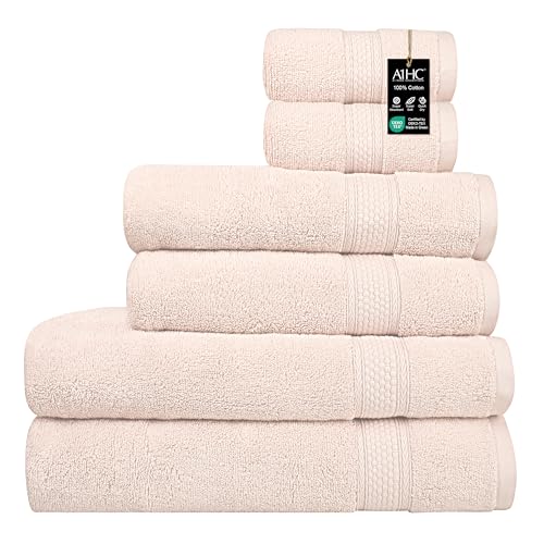 6 Pack Bath Towels 100% Cotton Quick Dry Ultra Soft