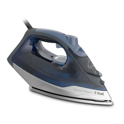 T-fal, Iron, Express Steam Iron for Clothes, Durilium Soleplate, Precision Tip, 30 Second Auto Shut Off, 1600 Watts, Anti-Drip, Ironing, Blue Clothes Iron, FV2886U0
