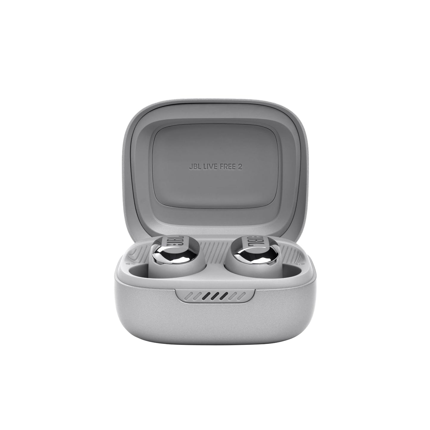 JBL Live Free 2 - True Wireless Noise Cancelling Earbuds, Up to 35hrs of Playtime, 6 mics for Perfect Calls with Zero Noise, IPX5 Waterproof, Oval Tubes for Better Comfort, Isolation, & bass (Silver)