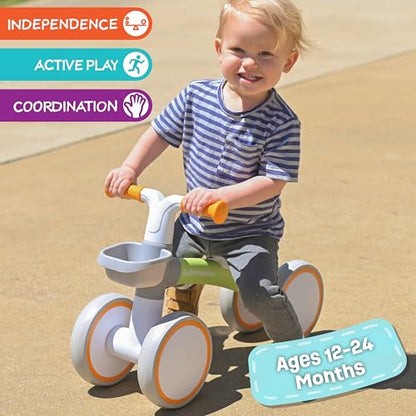 Toddler Balance Bike with Adjustable Seat and Basket