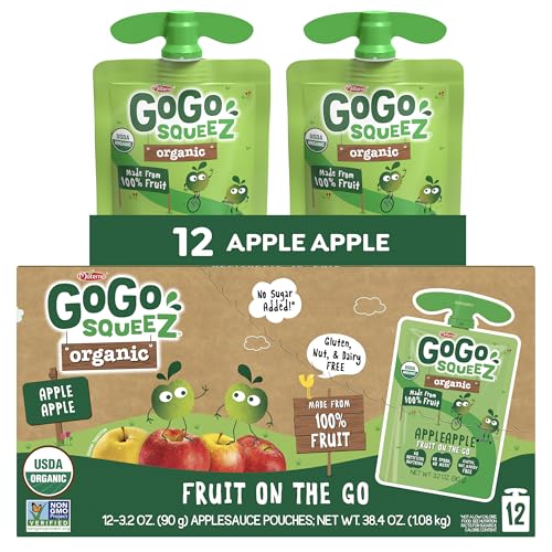 12 Pack GoGo squeeZ Organic Apple Applesauce Pouches