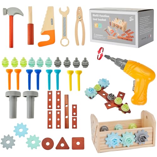 54 Piece Wooden Kids Tool Set with Drill