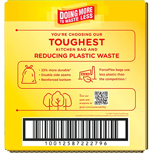 Glad Trash Bags, ForceFlexPlus 13-Gallon Tall Kitchen Drawstring Trash Bags 90 Ct
