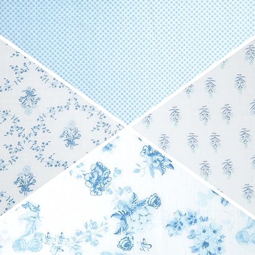 Delta Children 100% Cotton Muslin Baby Receiving Blankets for Girls and Boys – 47x47 Inches (Pack of 4), Blue Botanicals