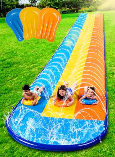 Triple Lane Lawn Water Slide with Bodyboards