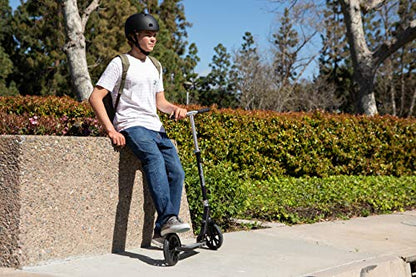Mongoose Trace 200 Kick Scooter for Youth Adult Boys and Girls, Lightweight, Quick-Release & Easy Folding Scooter, With 202mm Wheels, Kickstand, Black/Red