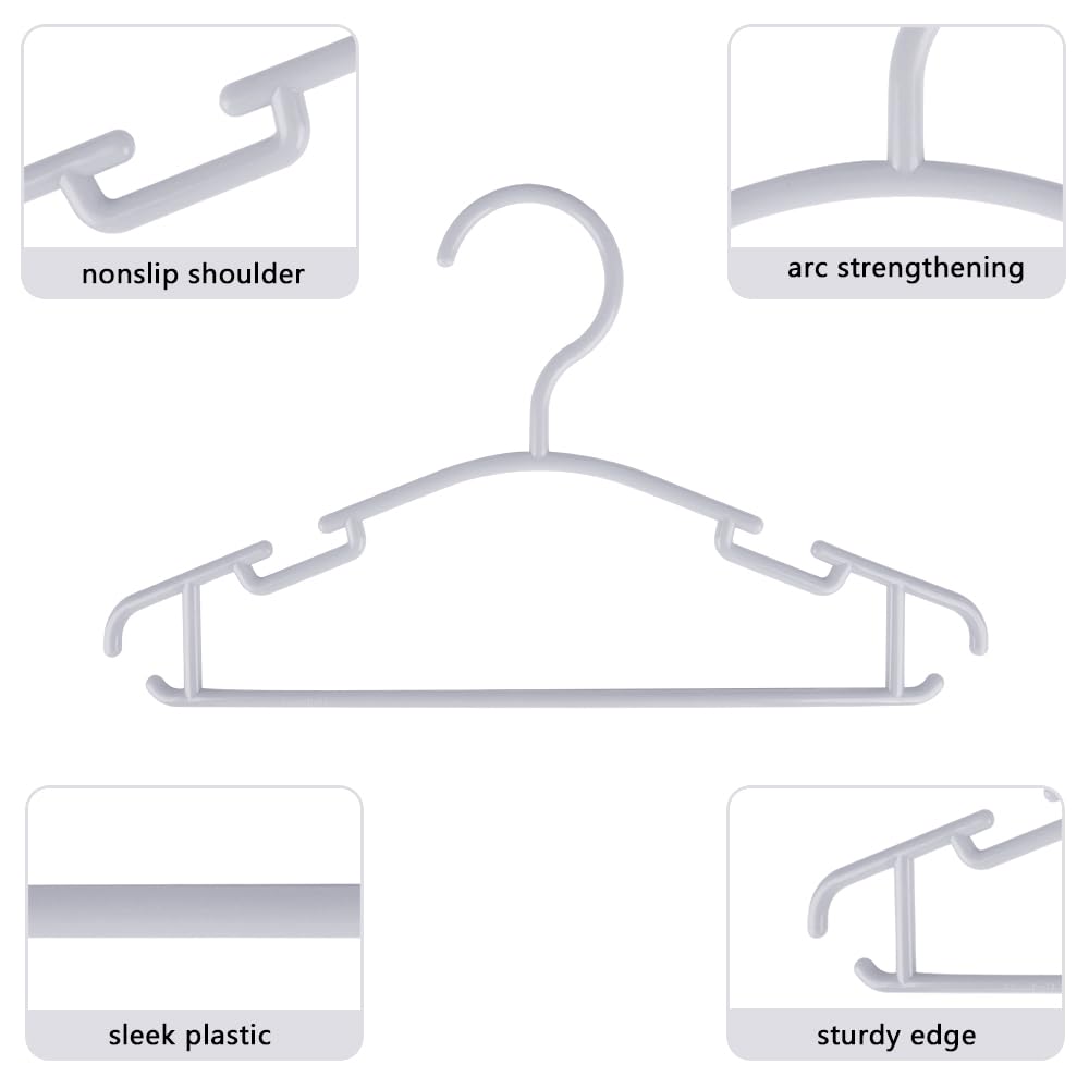 Plastic Baby Clothes Hangers - Kids Hangers for Closet Baby Hangers for Boys and Girls Closet Gray Child Hanger for Clothing Pants Coats 60 Pack