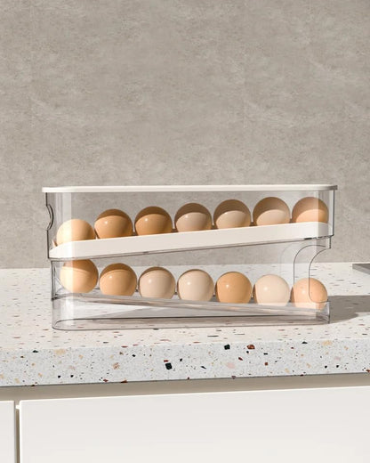 RedRoko Egg Container for Refrigerator, Egg Holder Rolling Egg Holder for Refrigerator, Automatic 14 Count Egg Dispenser for Refrigerator, Egg Organizer Container