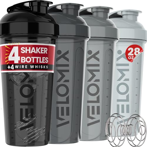 4 Pack 28oz Leakproof Protein Shaker Bottles