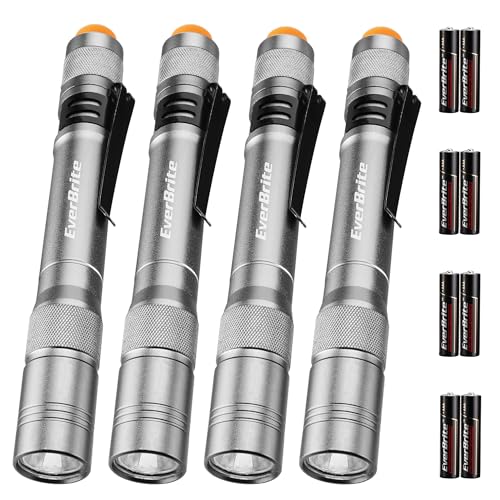 4 Pack LED Pen Flashlights with Batteries, Pocket Size