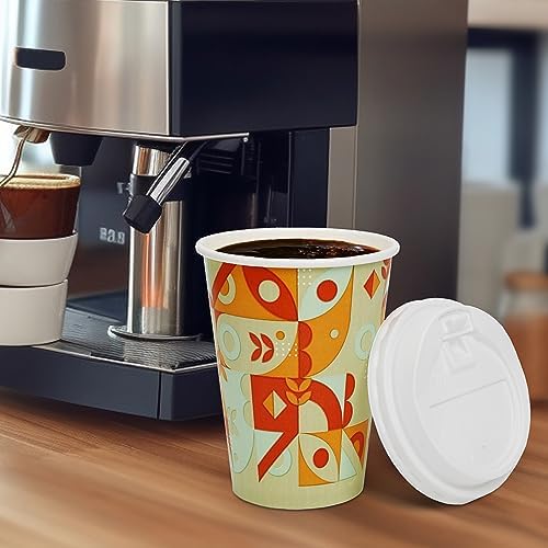 Tamone 100 Pack 12 oz Coffee Cups, Disposable Coffee Cups with Lids, Paper Coffee Cups for Cold/Hot Drinking Coffee, Water, Juice or Tea, Suitable for Home, Restaurant, Store and Cafe