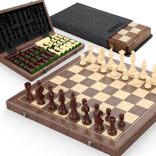 38 cm Magnetic Wooden Chess and Checkers Set