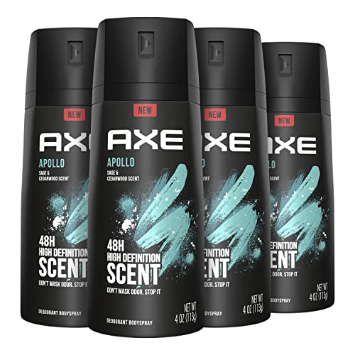 4 Pack AXE Apollo Body Spray Deodorant for Men