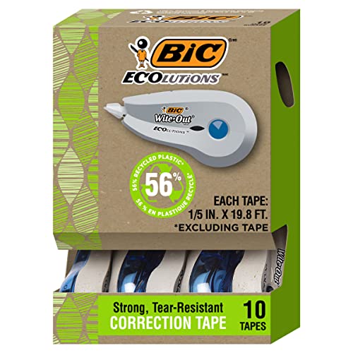10 Pack BIC Ecolutions Correction Tape 19.8 Feet