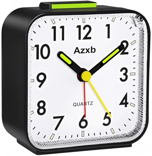 Silent Analog Travel Alarm Clock with Snooze