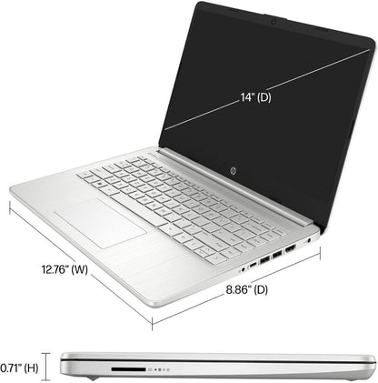 HP 14" Laptop Ultral Light for Students and Business, Quad-Core Intel Celeron Processor, 16GB RAM, 256GB Storage (128GB eMMC + 128GB Ghost Manta SD Card), HDMI, WiFi, USB-A&C, Win 11