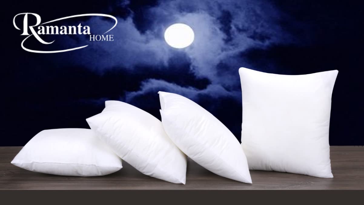 Ramanta Home Throw Pillow Insert (16x16 Inches, Set of 4) - Premium White Sham Stuffer Pillow Inserts for Couch and Bed