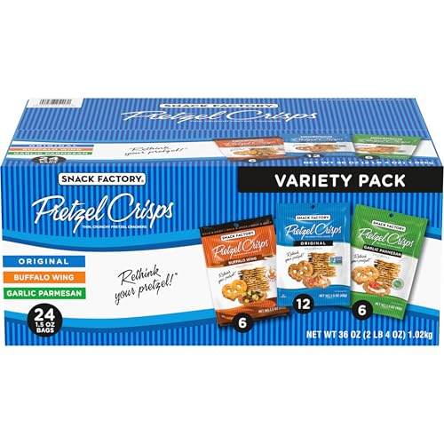 24 Pack Snack Factory Pretzel Crisps Variety Bags